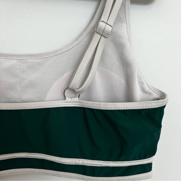 Adisputent Womens Emerald Green Bandeau Sports Style Scoop Crop Bikini Top - Picture 12 of 14